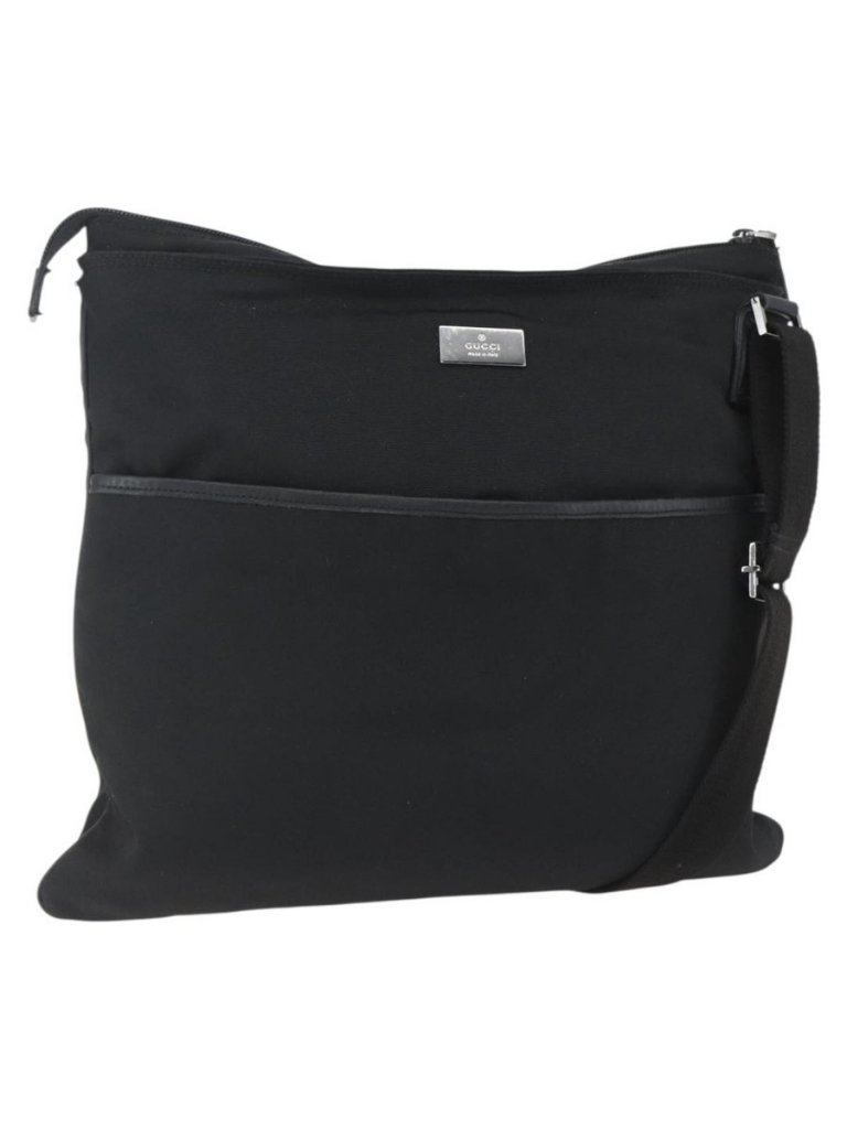 Authentic Gucci Shoulder Bag Nylon Black Silver 141198